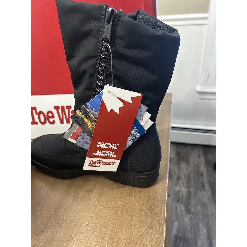 Toe Warmers Boots Womens Size 8 2W Wide Black On-The-Go Waterproof Snow T99851